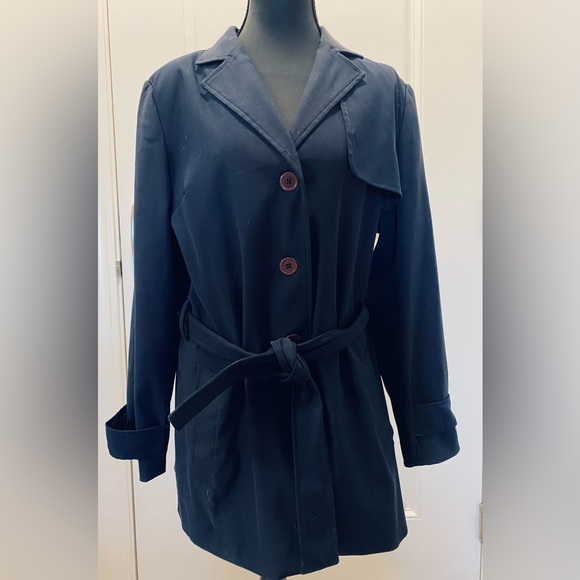 Linea by Louis Dell'Olio Jackets & Blazers - Vintage Linea Navy Blue Belted Women's Trench Coat Classic Chic
